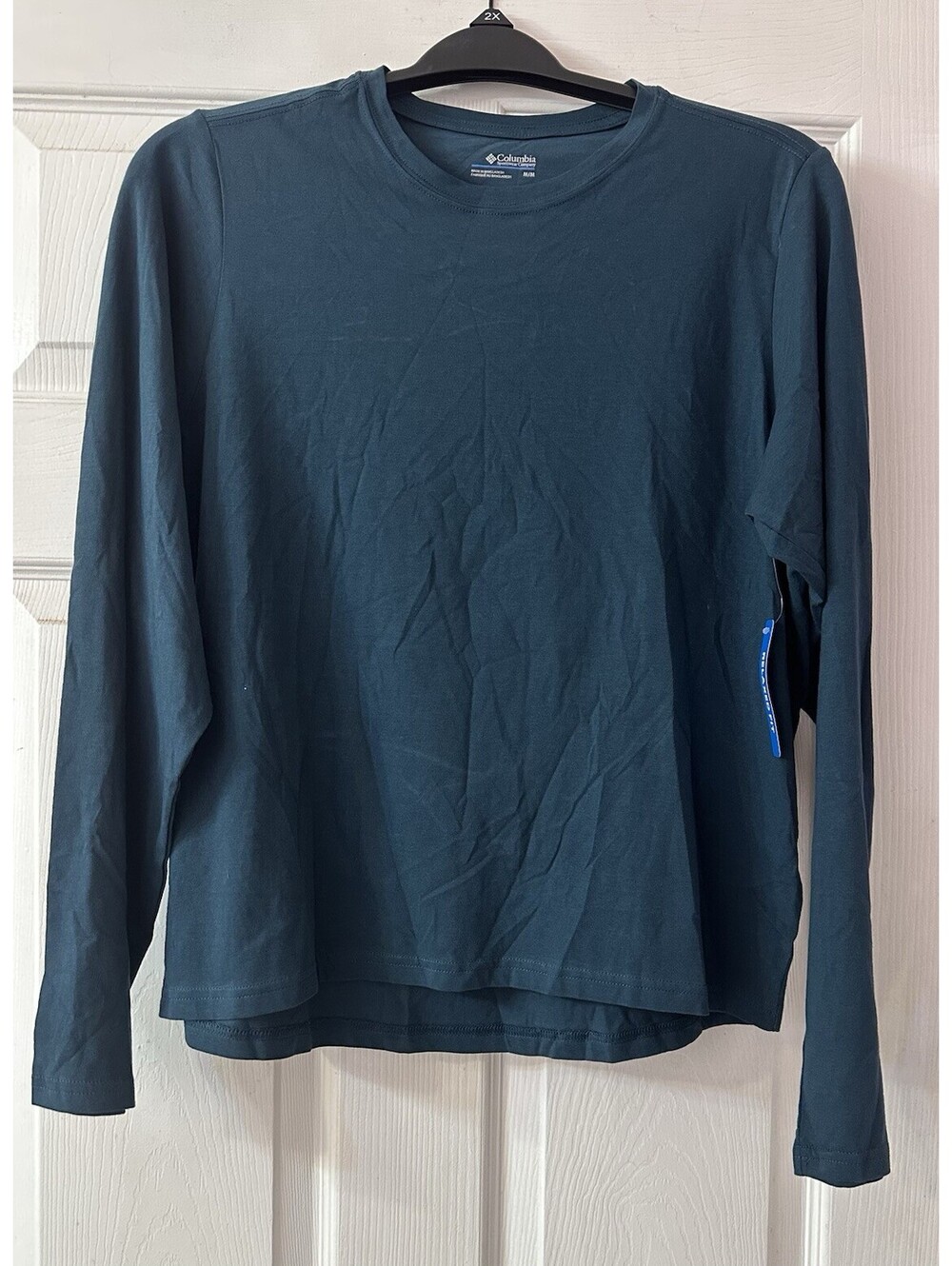 Columbia Women’s Medium Long Sleeve Shirt Teal Relaxed Fit 100% Cotton NEW